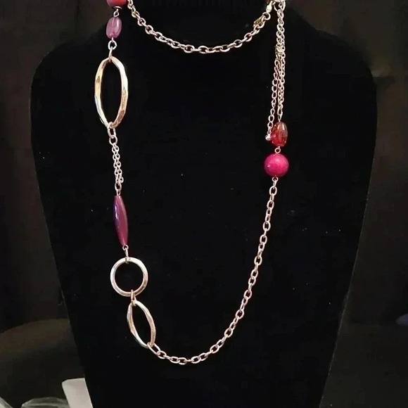 Lane Bryant Long Link and faux stone necklace #bundlefive - Picture 1 of 3